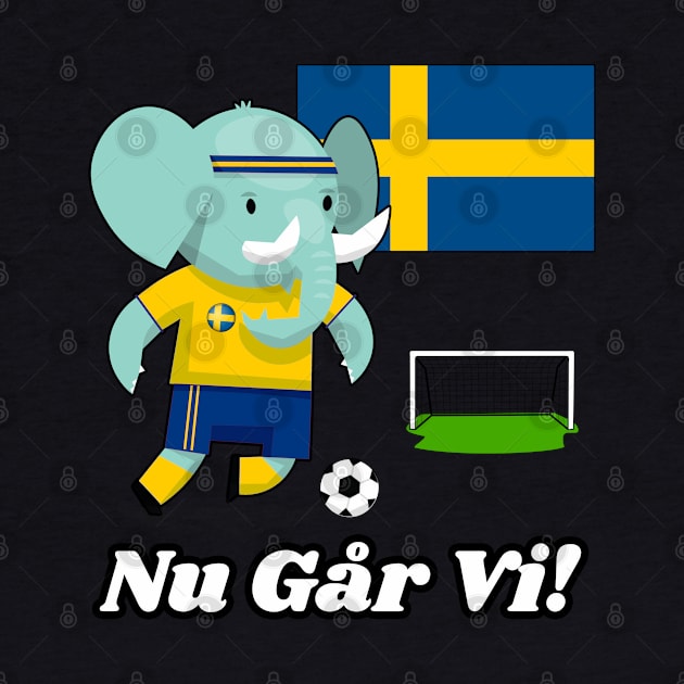 ⚽ Sweden Football, Elephant Scores a Goal, Nu Går Vi! Team Spirit by Pixoplanet